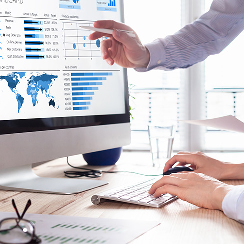 financial data on monitor illustration